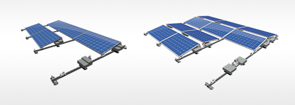Système de montage pour panneaux solaires sur toit plat ValkPro+ dans paysage et portrait